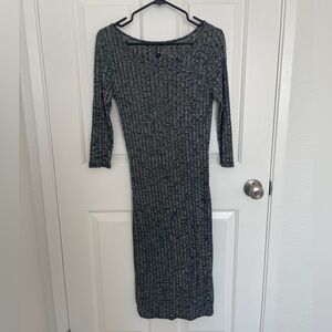 Cotton On Charcoal Ribbed Midi Dress - Dark Gray